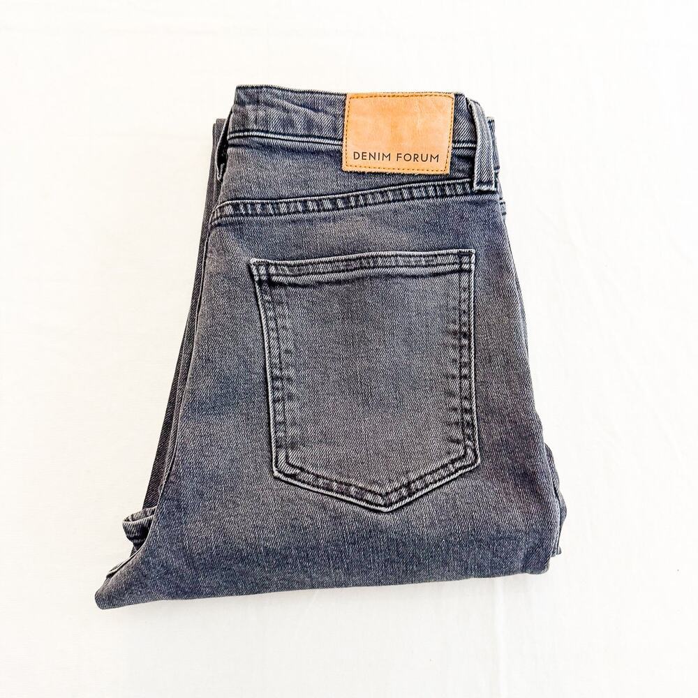 Denim Forum The Arlo High Rise Straight Black Denim Jean Gray Size 28 x 26L